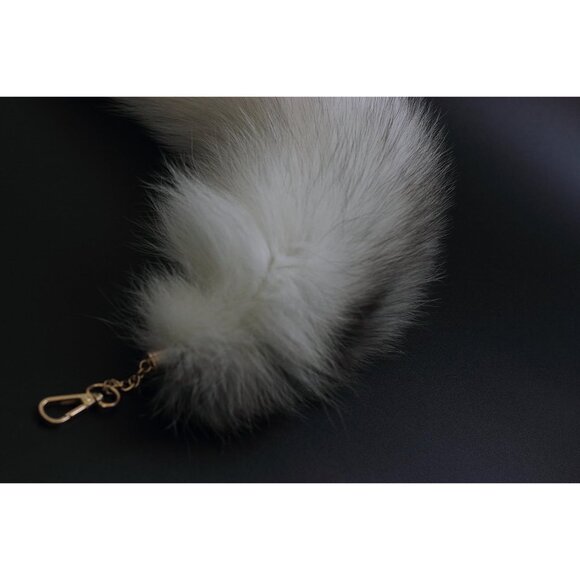⚡White Supper and Fox Tail Handbag Accessories Key Chain Ring Hook Tassels - Picture 5 of 7